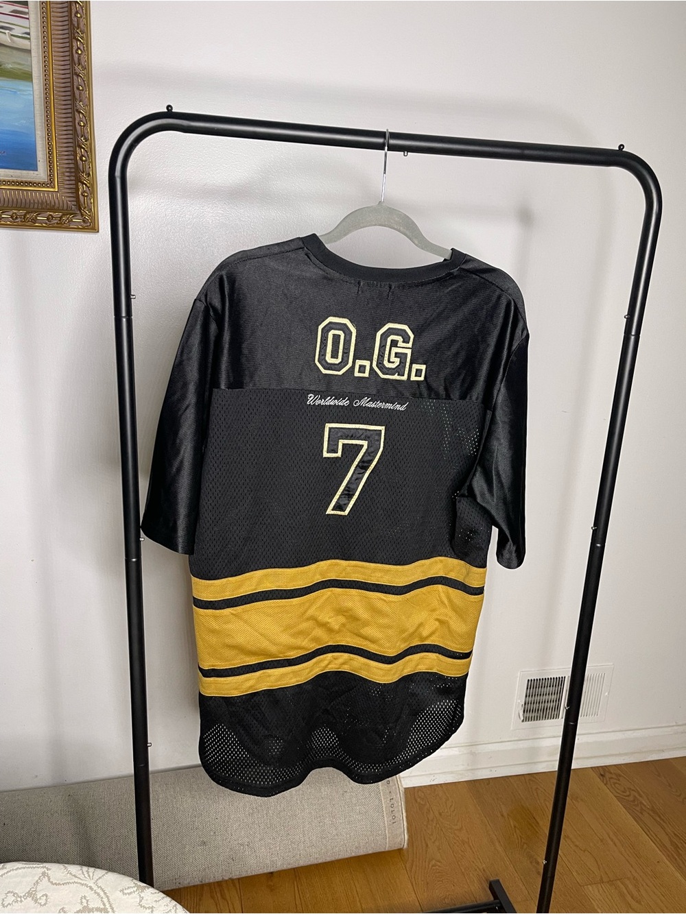 Forever 21 Black and Gold Men's Jersey Shirt - O.G. 7